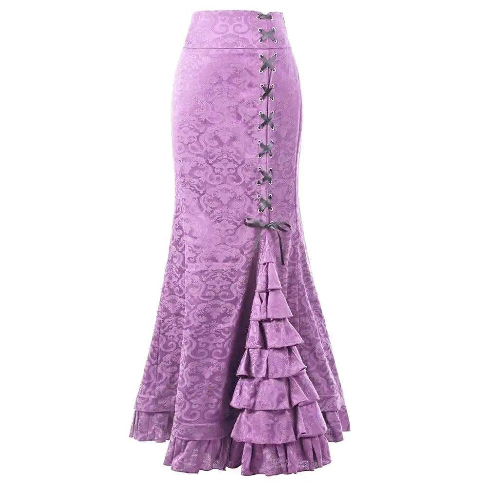 Medieval Vintage Slim Fit Skirt - Women's Floral Print Skirt