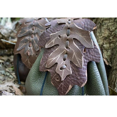 Medieval Leather Leaf Drawstring Coin Pouch - Battling Blades
