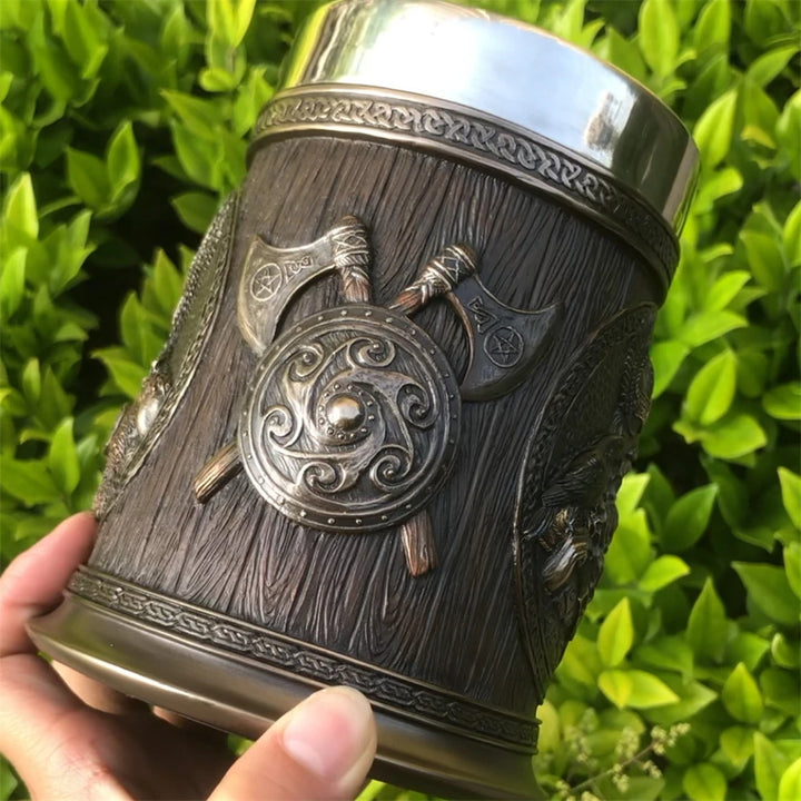 Vikings Odin Crow Warrior Stainless Steel Tankard Mug