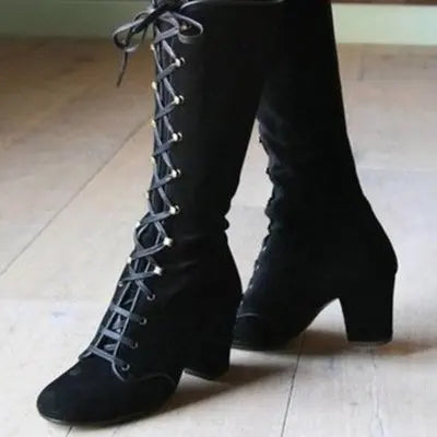 Medieval Mid-Calf Lace-Up  Riding Boots