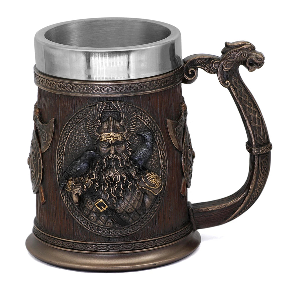 Vikings Odin Crow Warrior Stainless Steel Tankard Mug