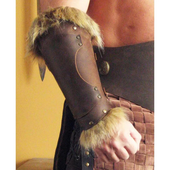 Celtic Viking Fur Leather Bracer