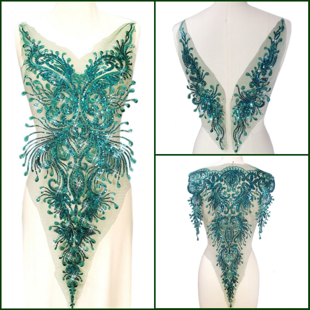 Haut Green Sequins Lace