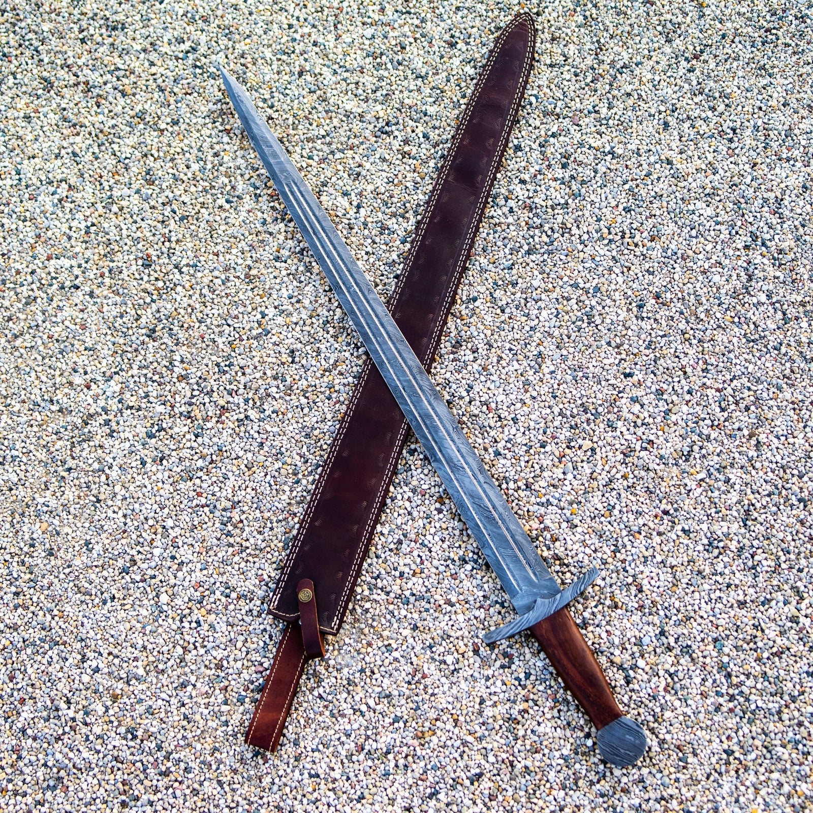 Arming Sword- Knightly Sword - High Carbon Damascus Steel Sword- 38" - Battling Blades