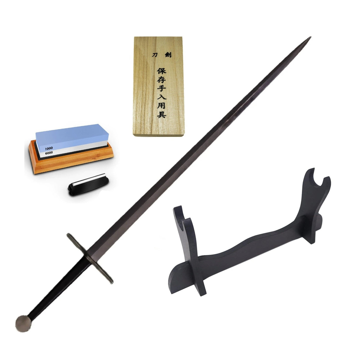 Longword Bundle- Highest Grade Longsword, Stand, Cleaning Kit, Sharpener - Battling Blades