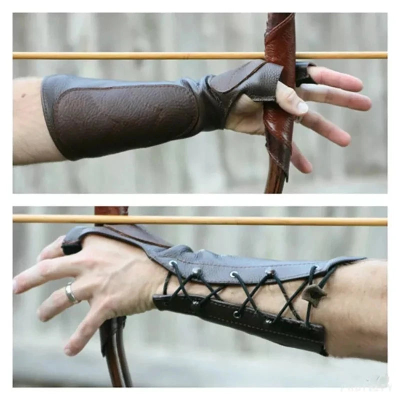 Medieval Samurai Leather Armor Bracer Long Gloves Men Cosplay