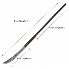 Naginata - Damascus Steel - 79" Japanese Polearm | Spear - Battling Blades