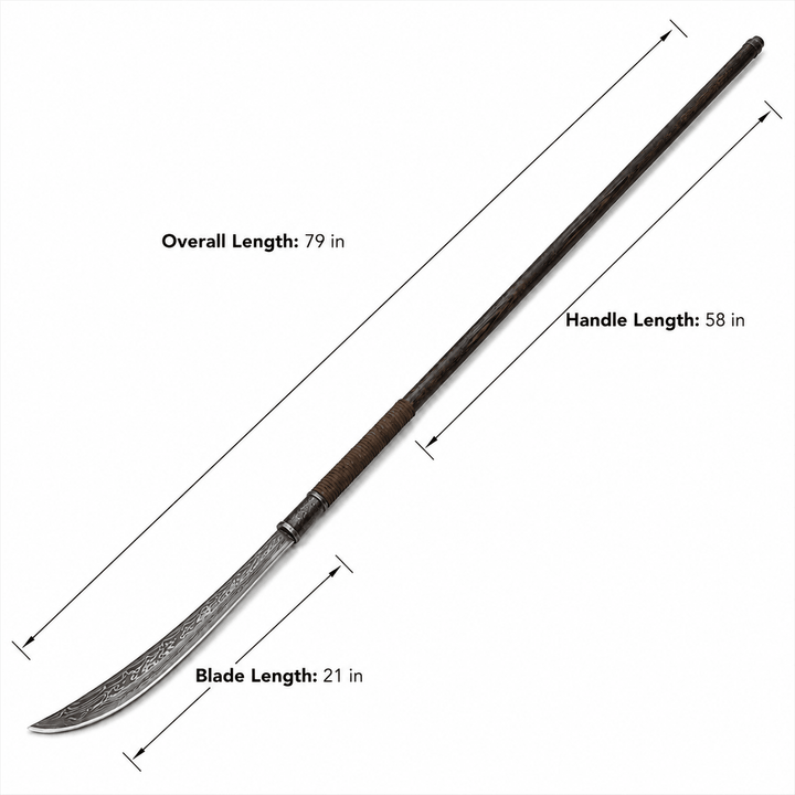 Naginata - Damascus Steel - 79" Japanese Polearm | Spear - Battling Blades