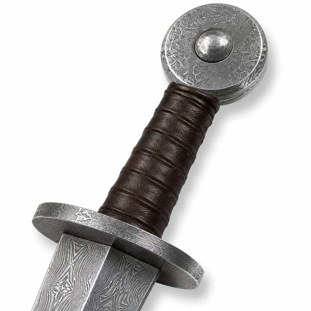 Rondel Handle- Damascus Steel Blade - 14" 