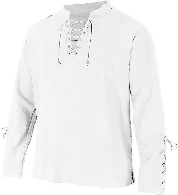 Men's Medieval Pirate Lace Up Long Sleeve