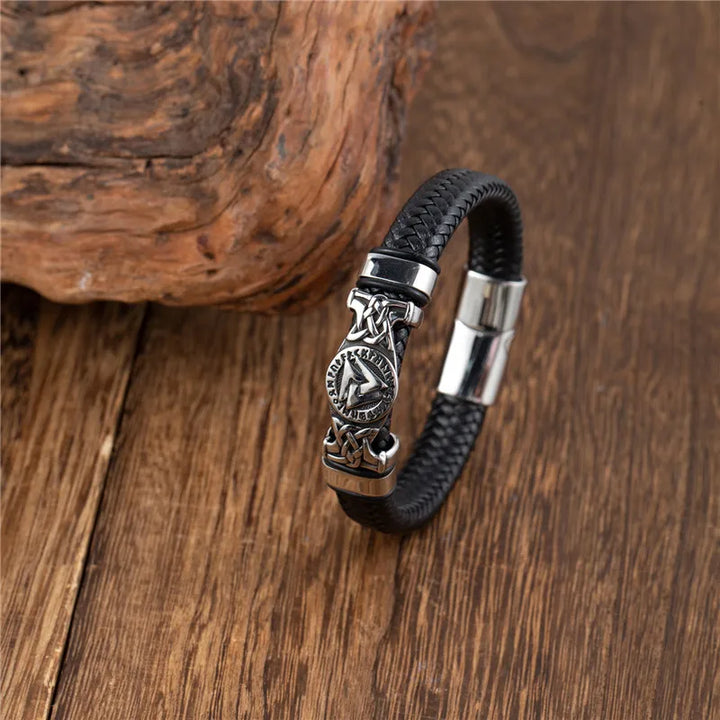 Vikings Braided Leather Bracelet - Scandinavian Amulet 