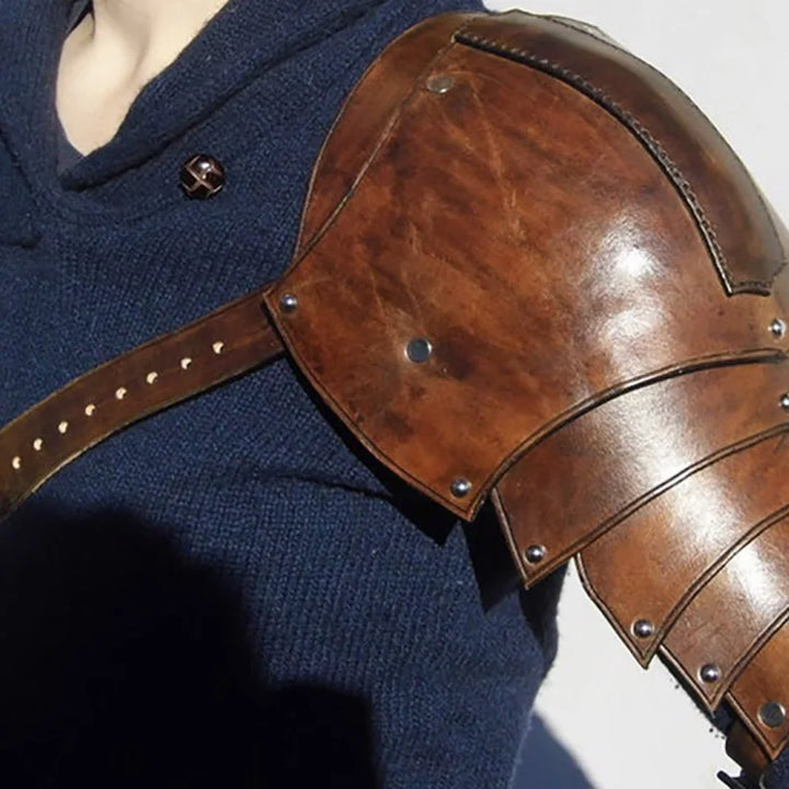 Gladiator Pauldrons- Leather Spaulders- Medieval Shoulder Armor