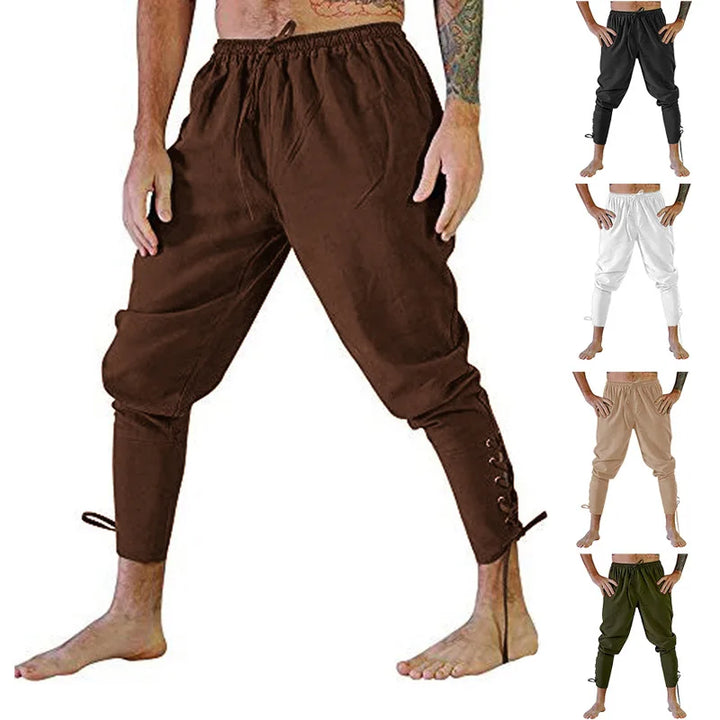 Men's Viking Pirate Lace-Up Pants - Medieval Trousers