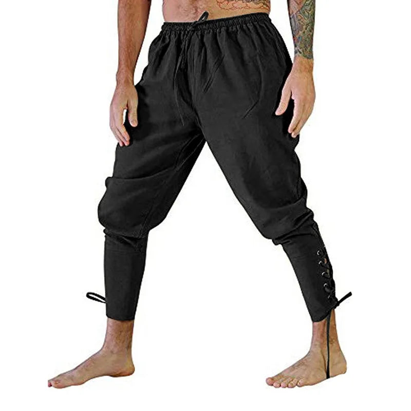 Men's Viking Pirate Lace-Up Pants - Medieval Trousers