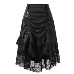 Victorian Gothic Skirt Lace - Steampunk Ruffle Red Skirt - Battling Blades