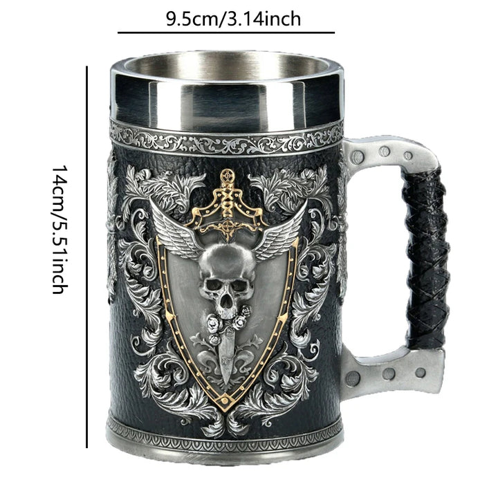 Medieval Viking 3D Retro Resin  Stainless Steel Mug