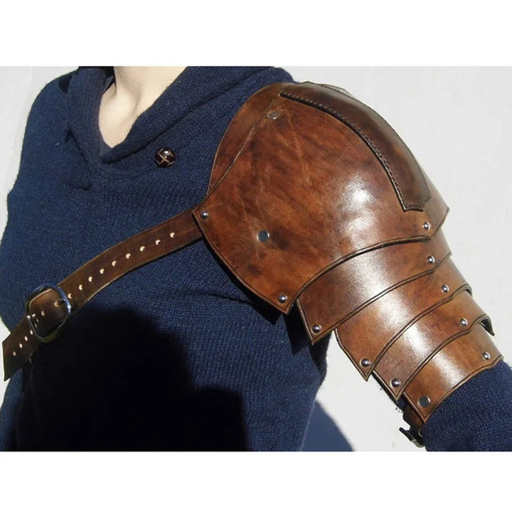 Gladiator Pauldrons- Leather Spaulders- Medieval Shoulder Armor