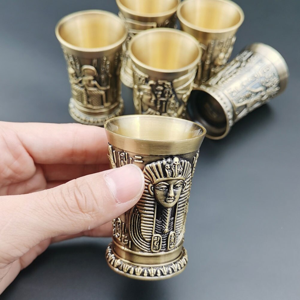 Egyptian Gold Trim Goblet: Vintage Metal Chalice