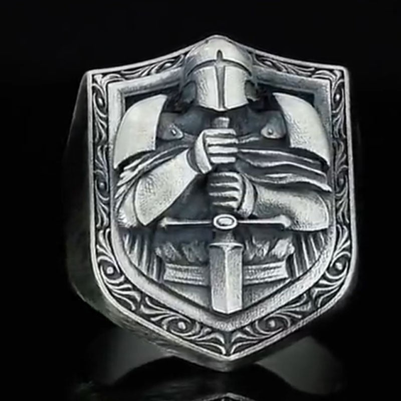 Handmade Embossed Signet Rings- Medieval Knight Ring