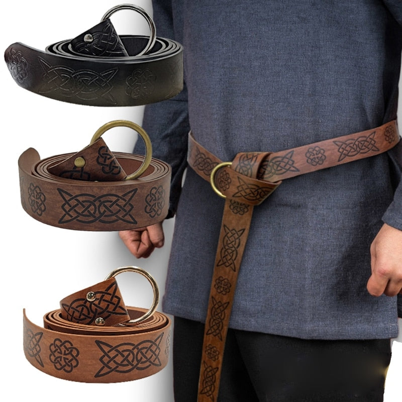 Medieval Viking Embossed Leather Belt Buckles