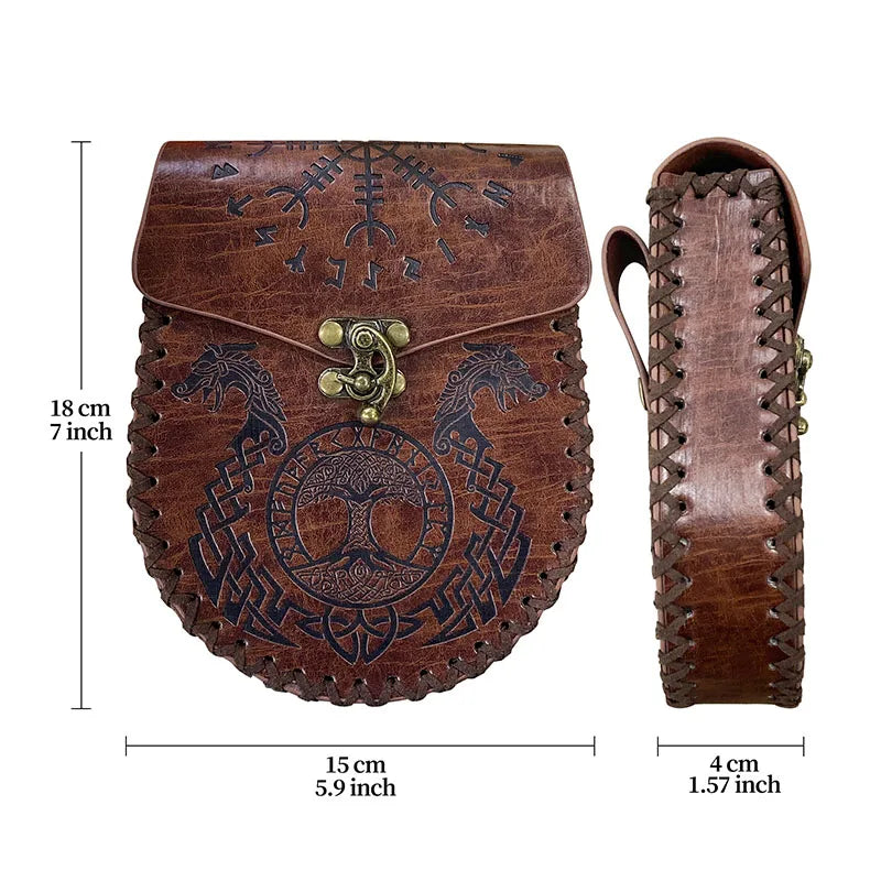 Viking Vintage Belt Bag - Leather Drawstring Bag