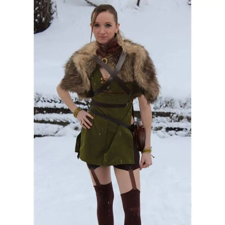 Barbarian Shoulder Cowl Mantle with Chest Belt