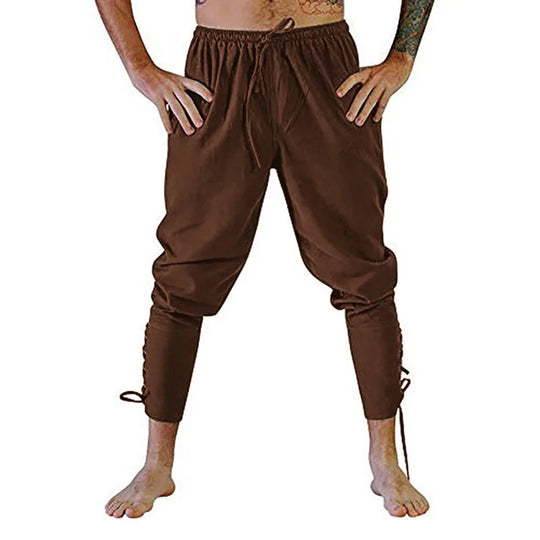 Men's Viking Pirate Lace-Up Pants - Medieval Trousers