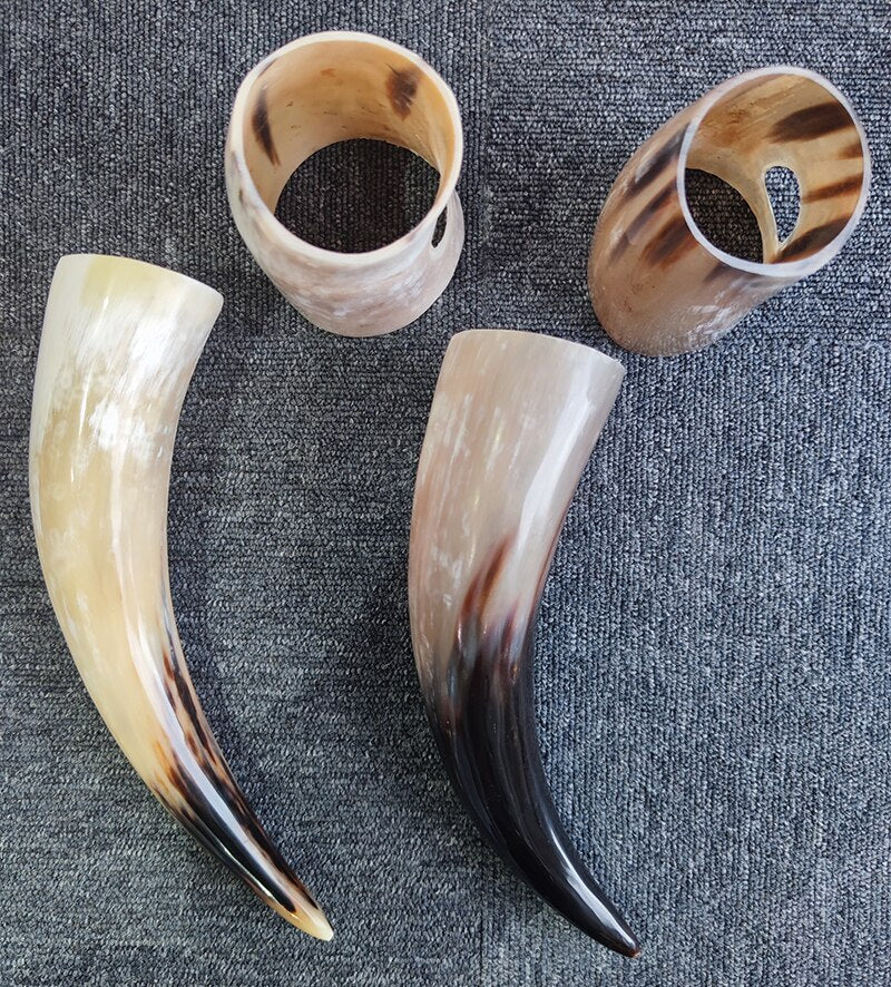Handmade Viking Horn Mugs - Ox Horn Wine Goblets