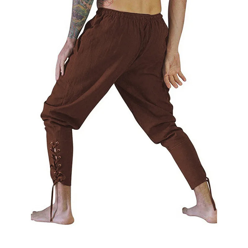 Men's Viking Pirate Lace-Up Pants - Medieval Trousers