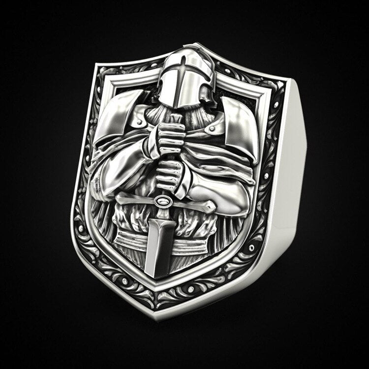 Handmade Embossed Signet Rings- Medieval Knight Ring