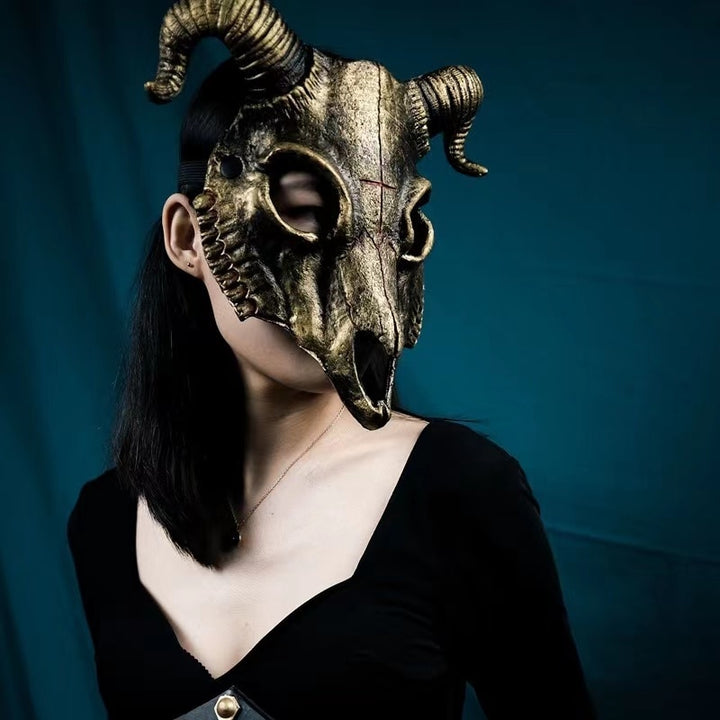 Medieval Goat Skull Half-Face Mask