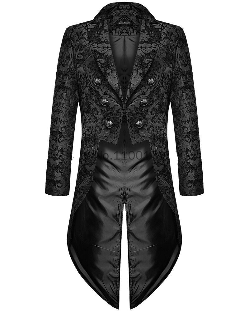 Renaissance Gothic Elegance: Men's Medieval Tailcoat Jacket