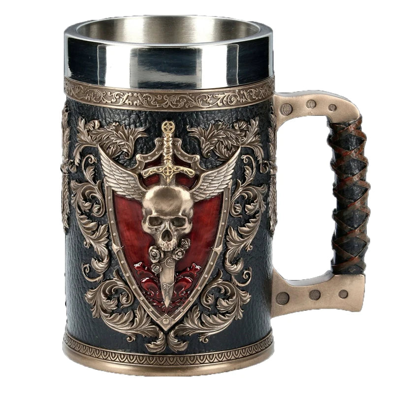 Medieval Viking 3D Retro Resin  Stainless Steel Mug