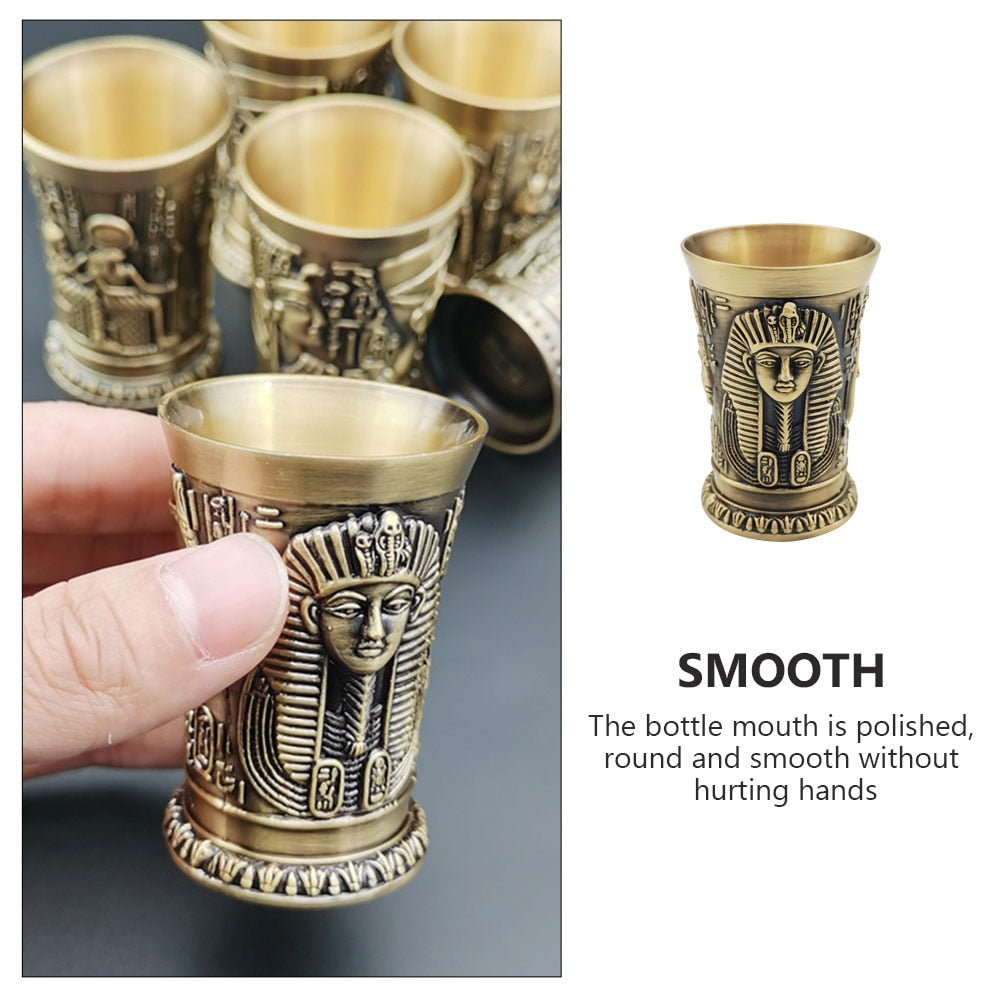 Egyptian Gold Trim Goblet: Vintage Metal Chalice