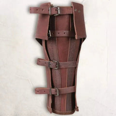 Medieval Leather Greave Half Chaps - Viking Knight Leg Armor - Battling Blades