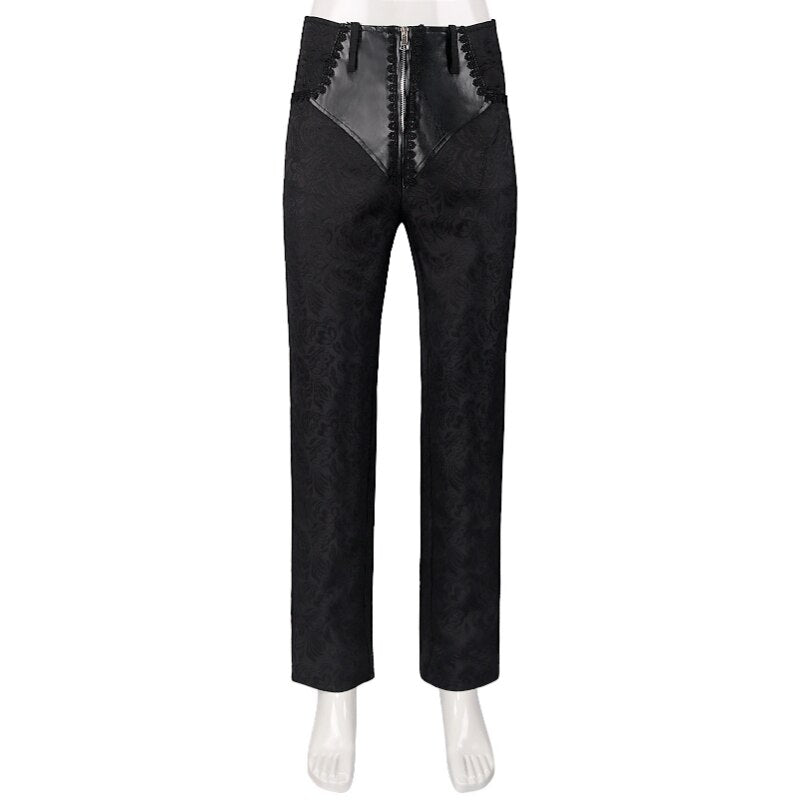 Gothic Intrigue: Men's Dark Jacquard Victorian Trouser