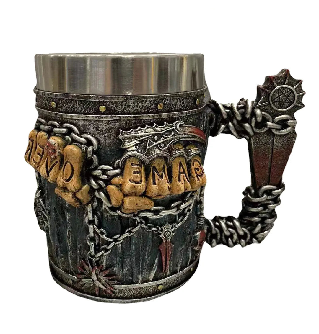 Medieval Viking 3D Retro Resin  Stainless Steel Mug