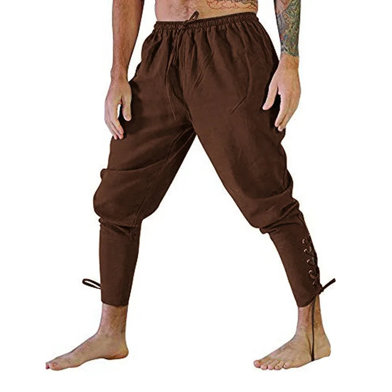 Men's Viking Pirate Lace-Up Pants - Medieval Trousers