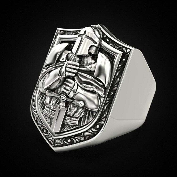 Handmade Embossed Signet Rings- Medieval Knight Ring