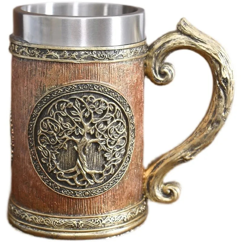 Medieval Viking 3D Retro Resin  Stainless Steel Mug