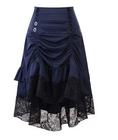 Victorian Gothic Skirt Lace - Steampunk Ruffle Red Skirt - Battling Blades