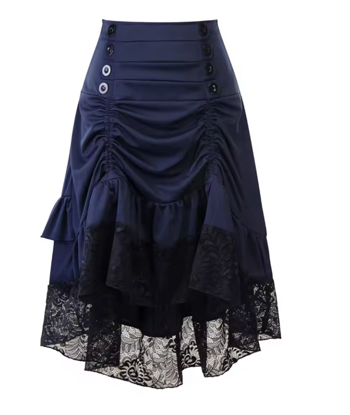 Victorian Gothic Skirt Lace - Steampunk Ruffle Red Skirt