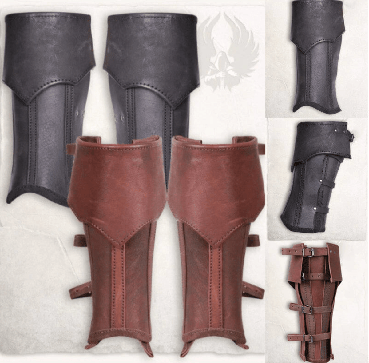 Medieval Leather Greave Half Chaps - Viking Knight Leg Armor - Battling Blades