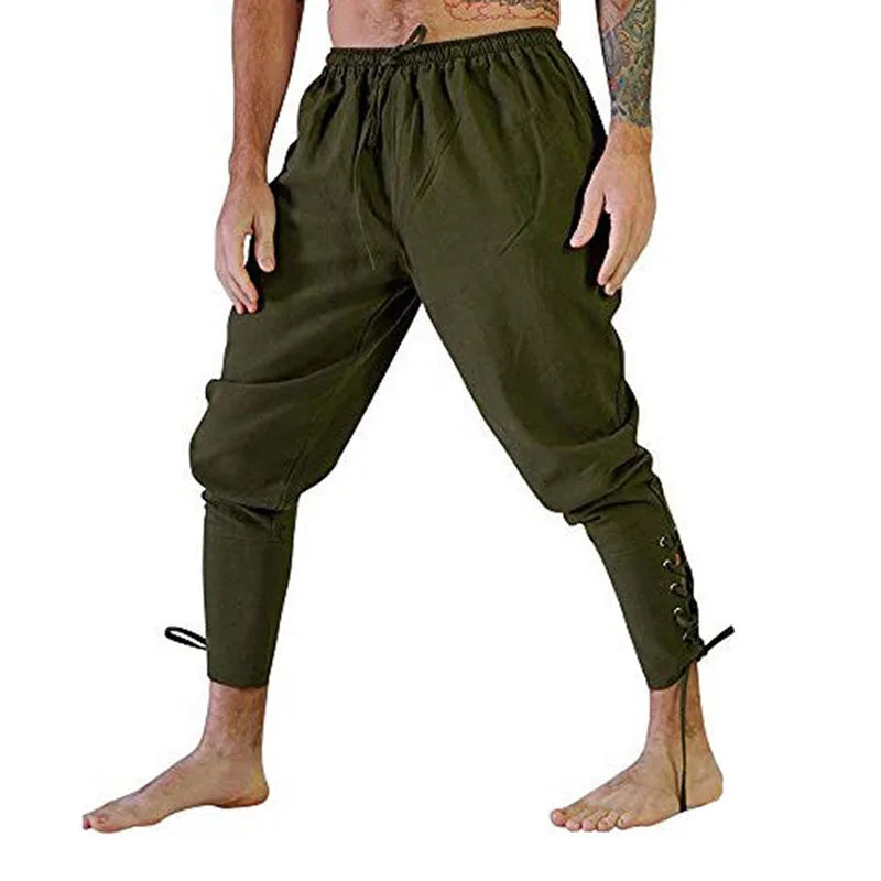 Men's Viking Pirate Lace-Up Pants - Medieval Trousers