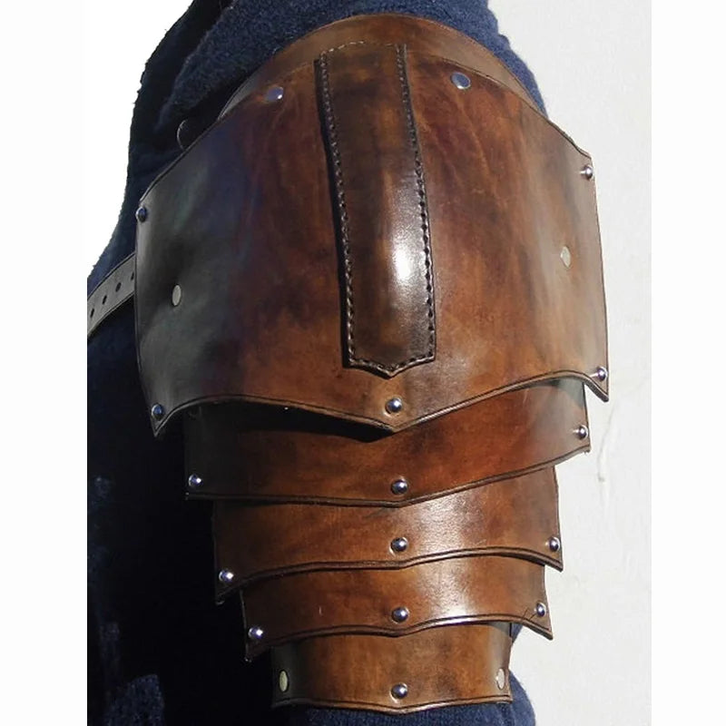 Gladiator Pauldrons- Leather Spaulders- Medieval Shoulder Armor