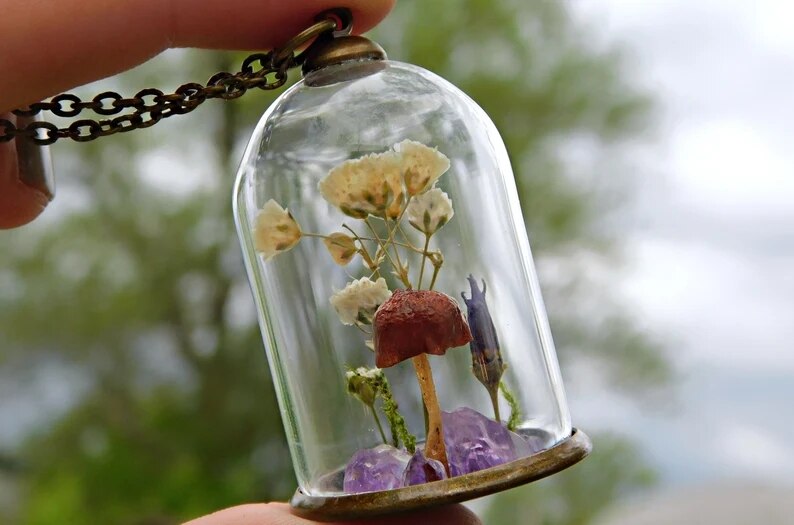 Glass Terrarium Elven Necklace