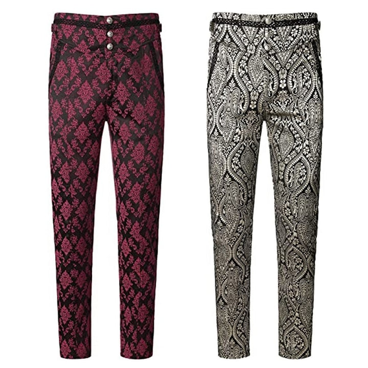 Gothic Intrigue: Men's Dark Jacquard Victorian Trouser