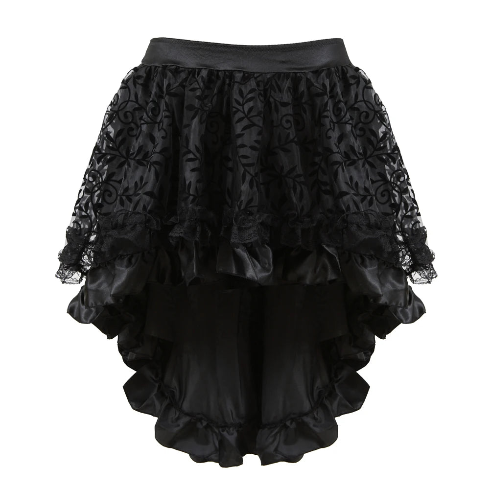 Medieval Steampunk Lace Asymmetrical Skirt