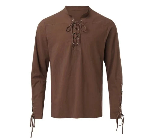 Men's Medieval Pirate Lace Up Long Sleeve