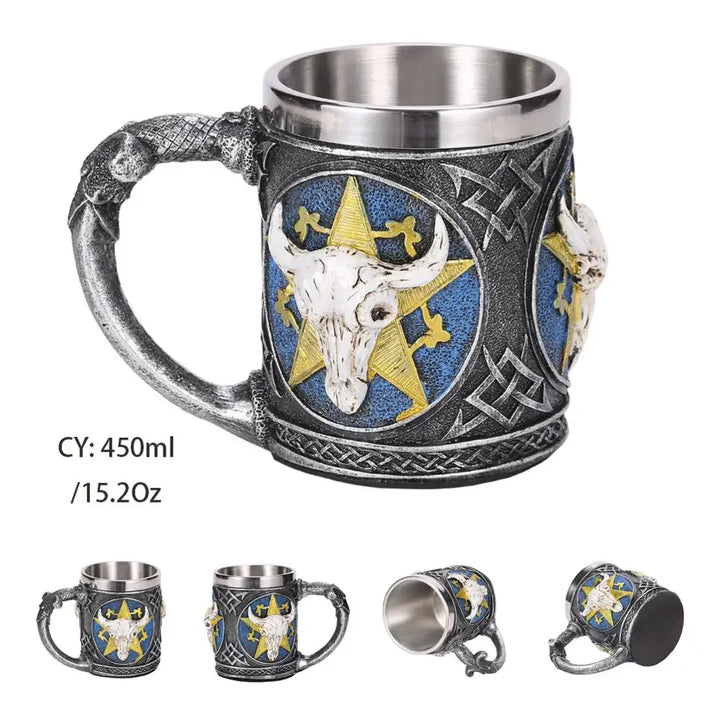 Medieval Warrior Resin Stainless Steel Beer Mug Knight